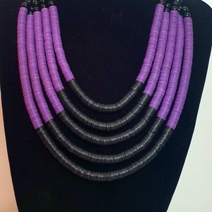 Mauve and Black Jigida Necklace set